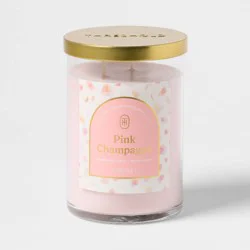 2 Wick Lidded Glass Pink Champagne Jar Candle Light Pink 21.5oz - Threshold™