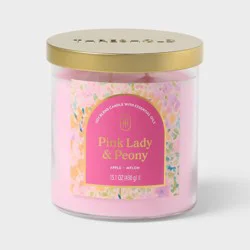2 Wick Lidded Glass Pink Lady and Peony Jar Candle Pink 15.1oz - Threshold™