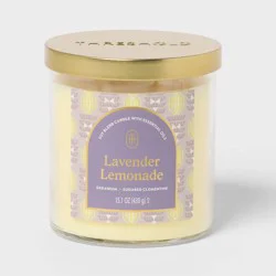 2 Wick Lidded Glass Lavender Lemonade Jar Candle Yellow 15.1oz - Threshold™