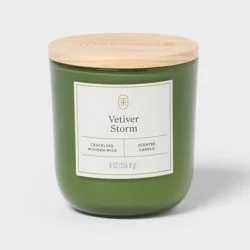 Wooden Wick Vetiver Storm Jar Candle Green 8oz - Threshold™