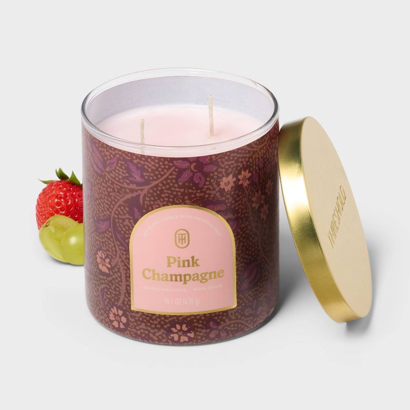 slide 3 of 3, 2 Wick Limited Edition Pink Champagne Jar Candle Light Pink 15.1oz - Threshold™, 15.1 oz