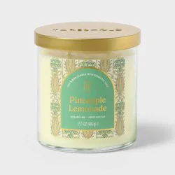 2 Wick Lidded Glass Pineapple Lemonade Jar Candle Yellow 15.1oz - Threshold™