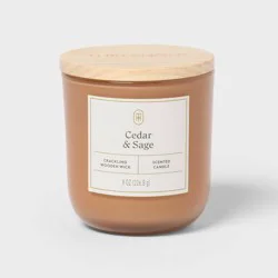 Wooden Wick Cedar and Sage Jar Candle Brown 8oz - Threshold™