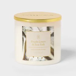 3 Wick Fresh Linen and Sea Salt Jar Candle White 19oz - Threshold™