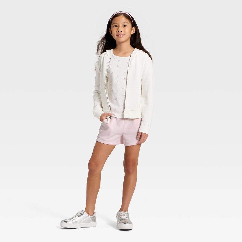slide 3 of 3, Girls' Fleece Shorts - Cat & Jack™ Pink S, 1 ct