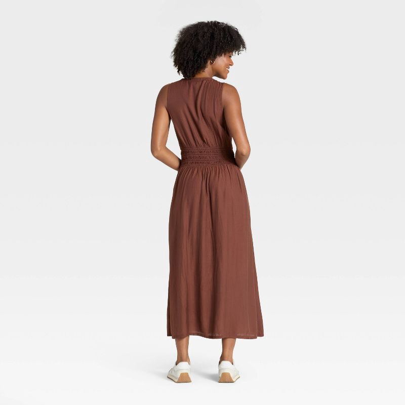 slide 2 of 3, Women's Button-Front Maxi A-Line Dress - Universal Thread™ Burgundy XL, 1 ct