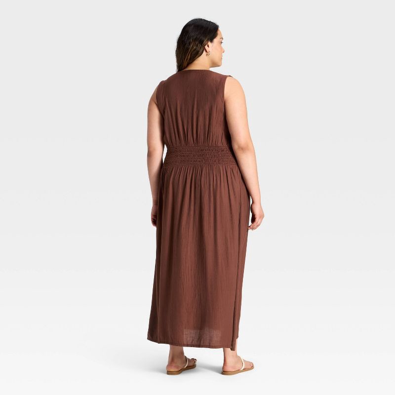 slide 2 of 3, Women's Button-Front Maxi A-Line Dress - Universal Thread™ Burgundy XXL, 1 ct