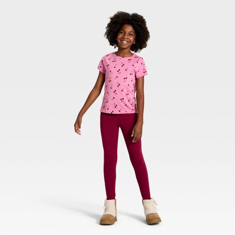 slide 3 of 3, Girls' Short Sleeve Cherries Printed Classic Fit T-Shirt - Cat & Jack™ Cherry Pink S, 1 ct