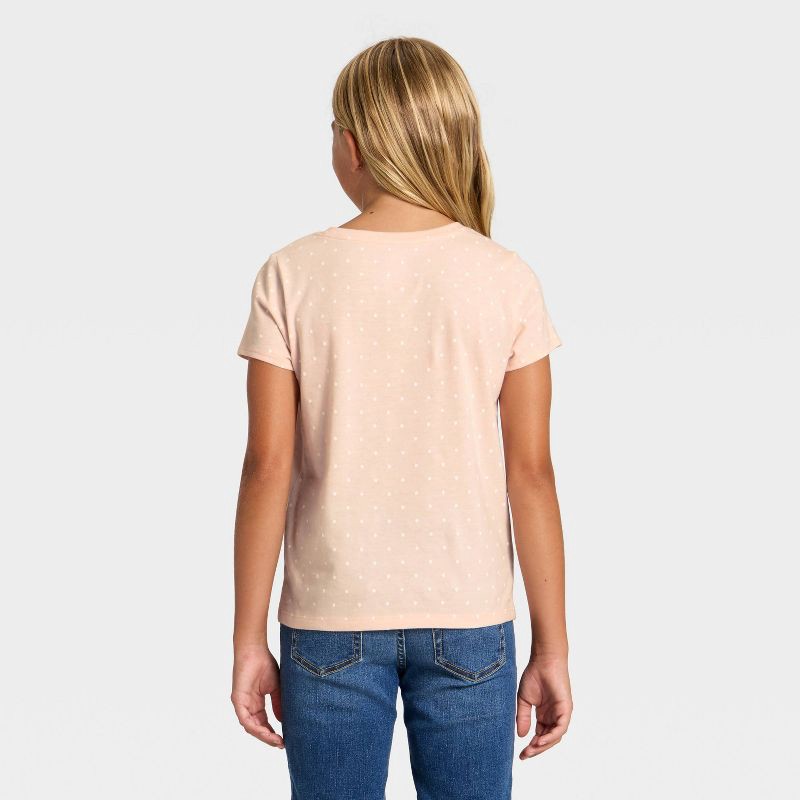 slide 2 of 3, Girls' Short Sleeve Dots Printed Classic Fit T-Shirt - Cat & Jack™ Peach Orange M, 1 ct