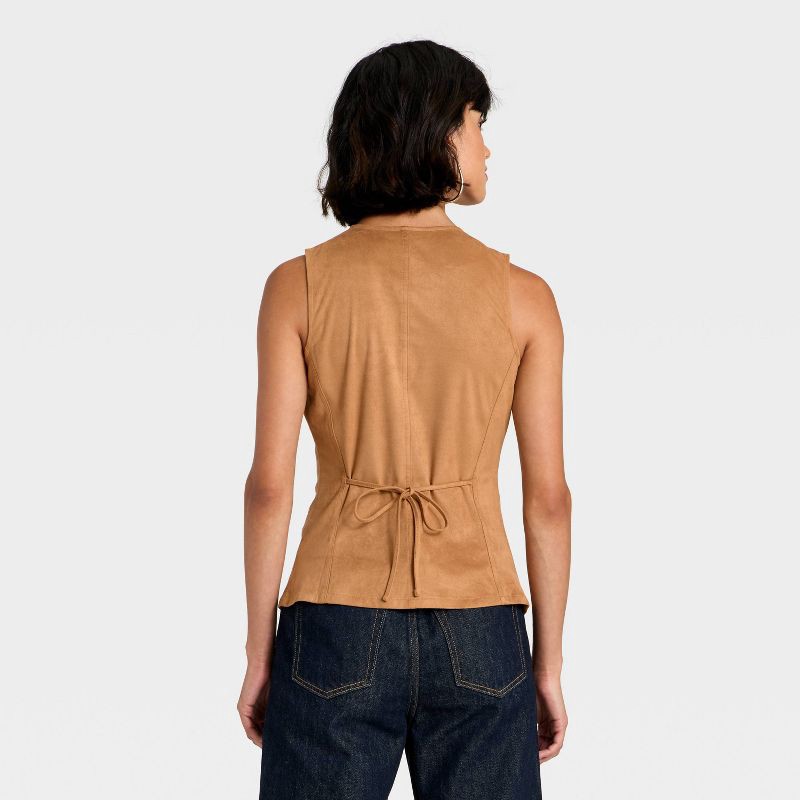 slide 2 of 3, Women's Faux Suede Fashion Vest - Universal Thread™ Brown XL, 1 ct