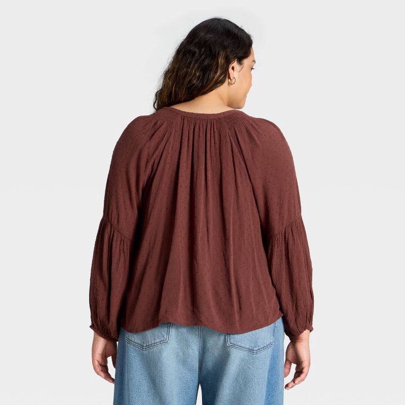 slide 2 of 3, Women's Balloon Long Sleeve Button-Down Blouse - Universal Thread™ Burgundy XXL, 1 ct