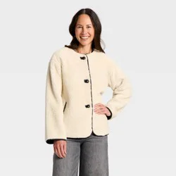 Women's Faux Sherling Coat - Universal Thread™ Cream L
