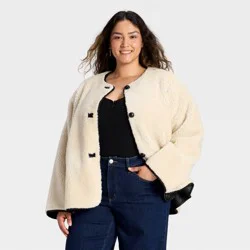 Women's Faux Sherling Coat - Universal Thread™ Cream XXL