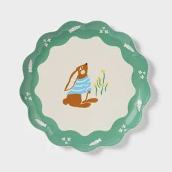 10" Novelty Bunny Dinner Plate Green - Pillowfort™