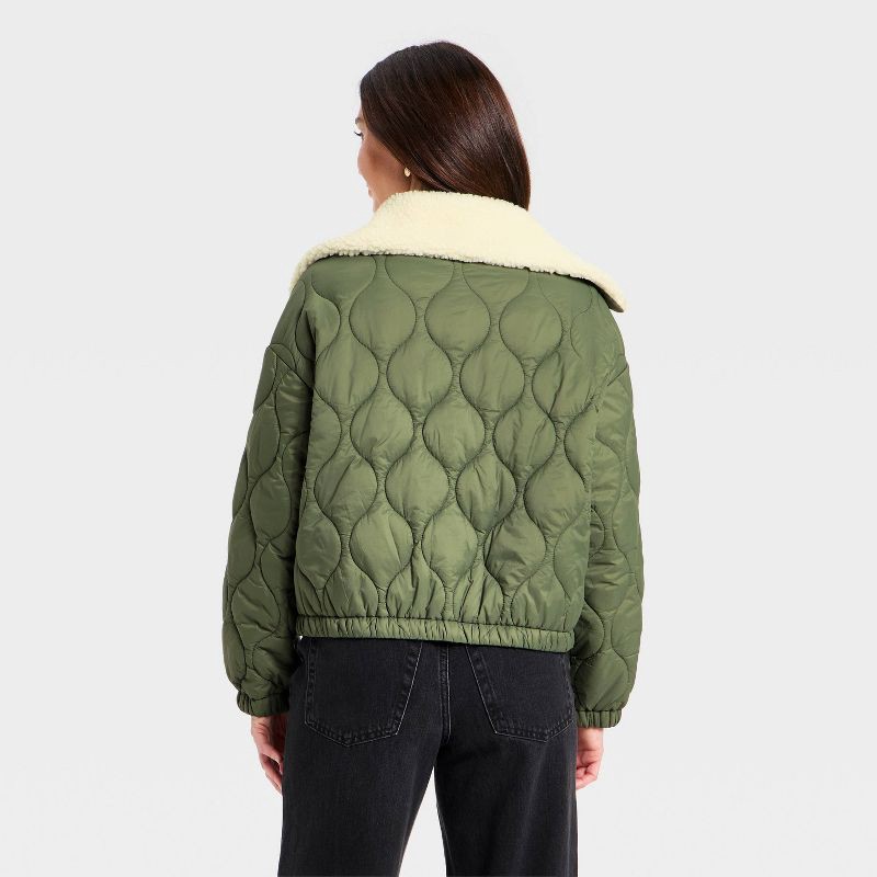 slide 2 of 3, Women's Quilted Jacket - Universal Thread™ Olive Green S, 1 ct