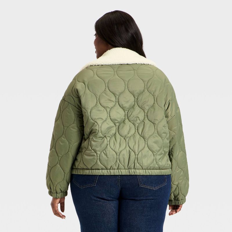 slide 2 of 3, Women's Quilted Jacket - Universal Thread™ Olive Green XXL, 1 ct