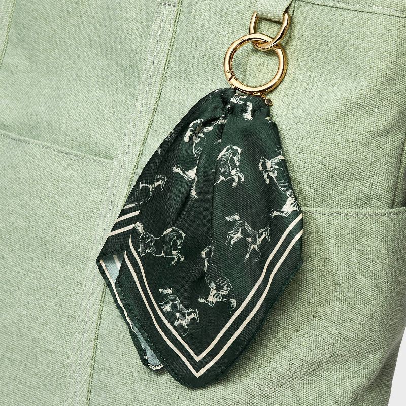 slide 2 of 2, Horse Pattern Scarf Bag Charm - A New Day™ Dark Green, 1 ct