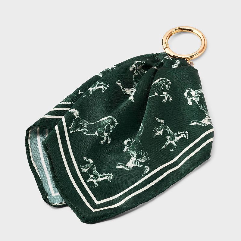 slide 1 of 2, Horse Pattern Scarf Bag Charm - A New Day™ Dark Green, 1 ct
