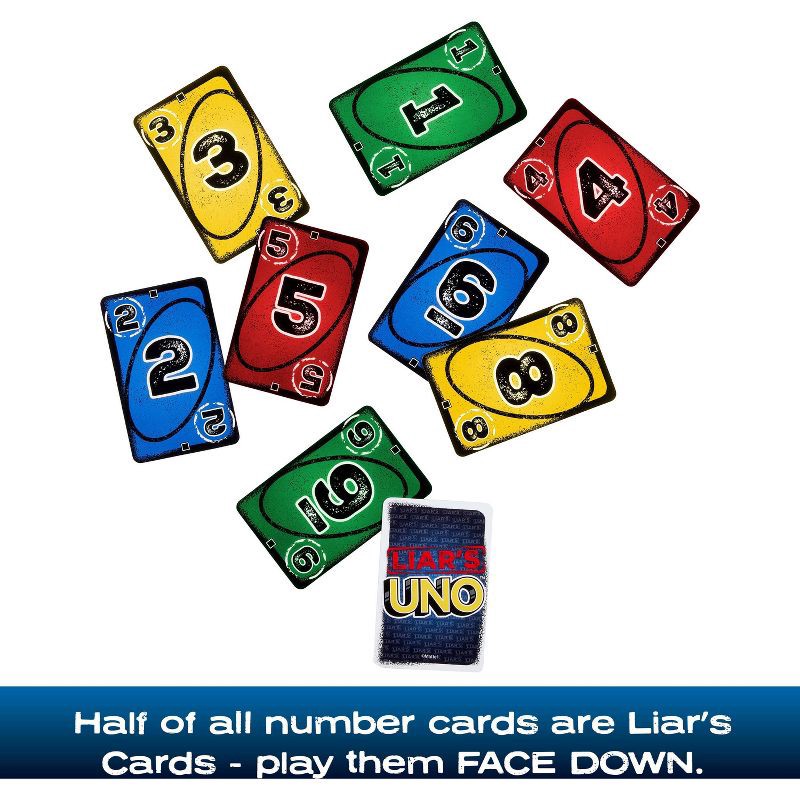 slide 3 of 6, Liar's UNO Card Game for Adults, Kids, Families, Parties & Game Nights, Trick Play & Bluffing, 1 ct
