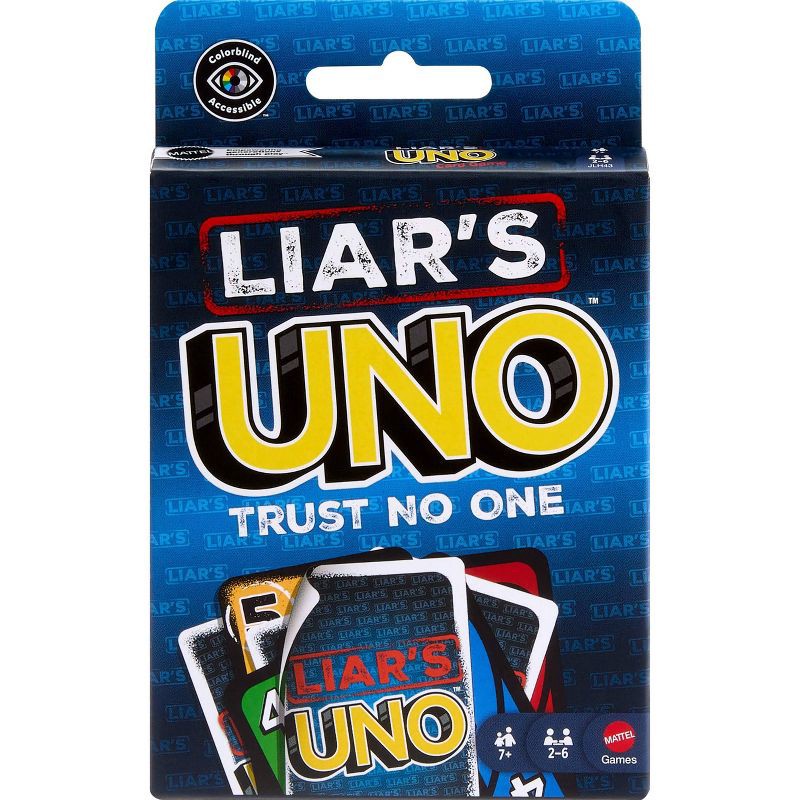 slide 1 of 6, Liar's UNO Card Game for Adults, Kids, Families, Parties & Game Nights, Trick Play & Bluffing, 1 ct