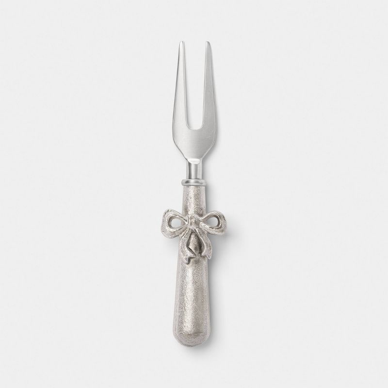 slide 5 of 8, 4pk Bow Cheese Tool Set Silver - Threshold™, 4 ct