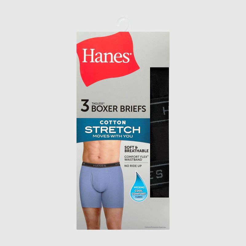slide 2 of 8, Hanes Premium Men's Cotton Stretch Boxer Briefs - Black S, 1 ct