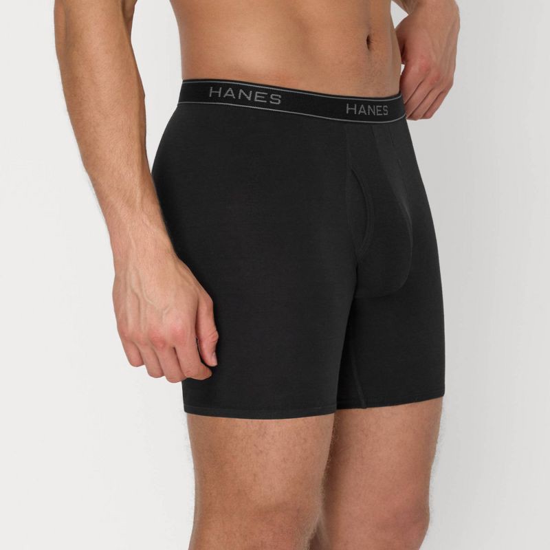 slide 5 of 8, Hanes Premium Men's Cotton Stretch Boxer Briefs - Black S, 1 ct