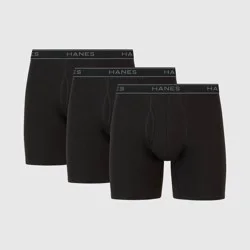 Hanes Premium Men's Cotton Stretch Boxer Briefs - Black S