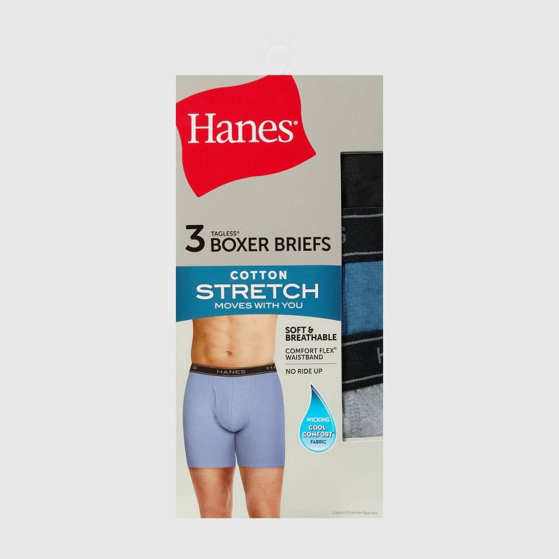 slide 2 of 8, Hanes Premium Men's Cotton Stretch Boxer Briefs - Gray/Blue XL, 1 ct