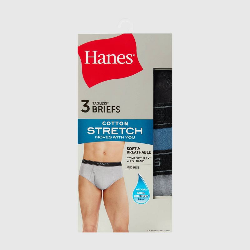slide 2 of 8, Hanes Premium Men's Cotton Stretch Briefs - Gray/Black L, 1 ct