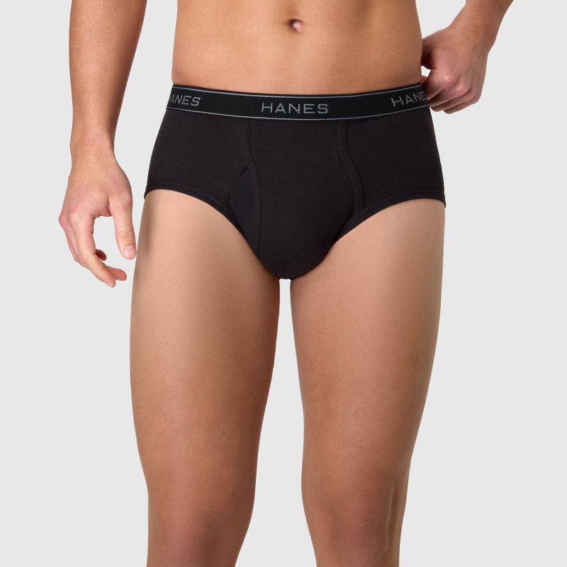 slide 3 of 8, Hanes Premium Men's Cotton Stretch Briefs - Gray/Black L, 1 ct
