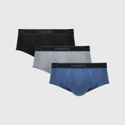 Hanes Premium Men's Cotton Stretch Briefs - Gray/Black XL