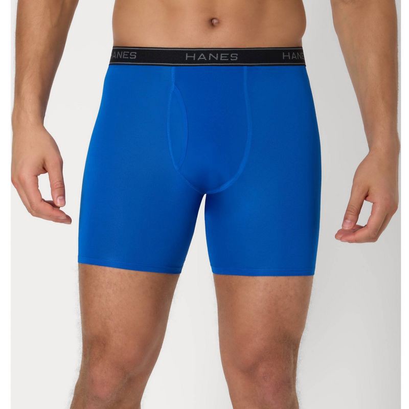 slide 3 of 8, Hanes Men's Performance Stretch Boxer Briefs - Gray/Blue S, 1 ct