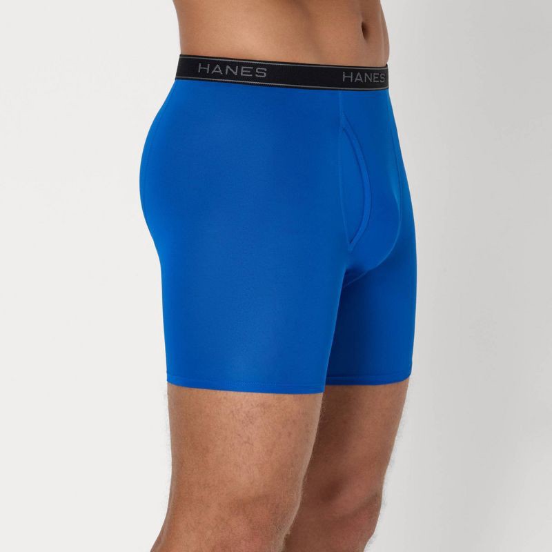 slide 5 of 8, Hanes Men's Performance Stretch Boxer Briefs - Gray/Blue S, 1 ct