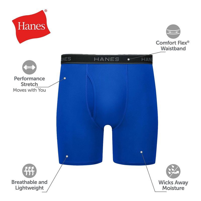 slide 7 of 8, Hanes Men's Performance Stretch Boxer Briefs - Gray/Blue S, 1 ct