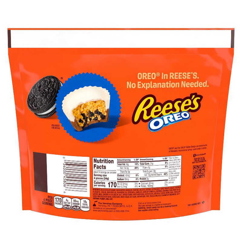 slide 4 of 7, Reese's with OREO Milk Chocolate and White Crème Peanut Butter Cups Candy - 16.2oz, 16.2 oz