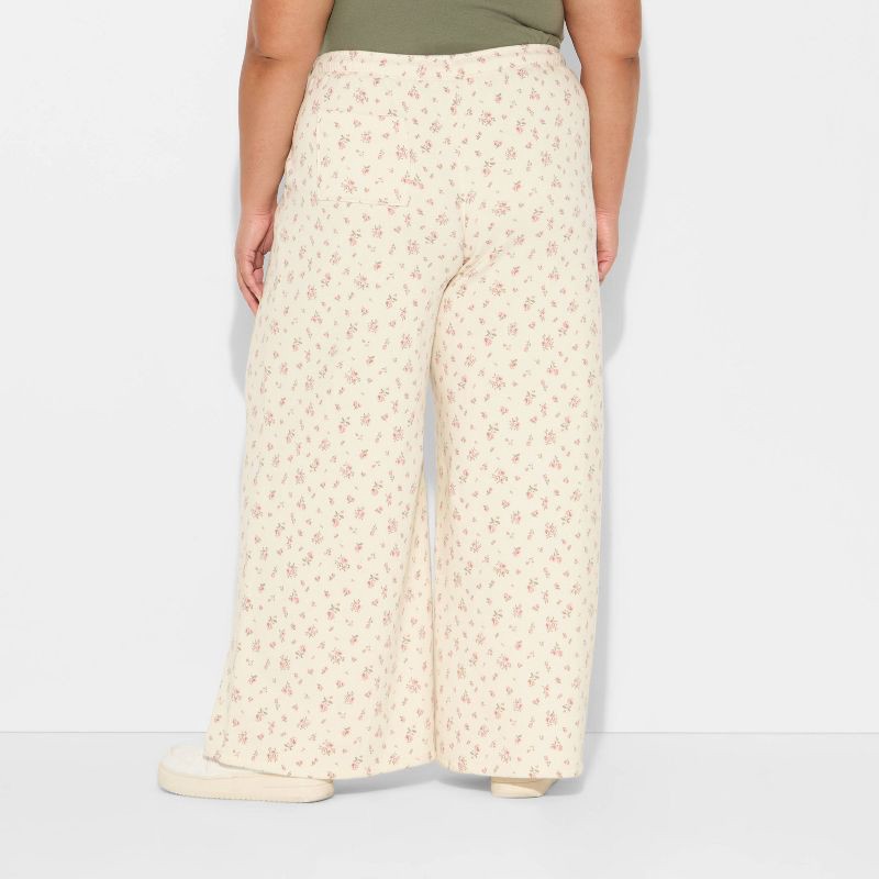 slide 3 of 3, Women's Low-Rise Super Wide Leg Pull-On Pants - Wild Fable™ Ivory Floral XXL, 1 ct