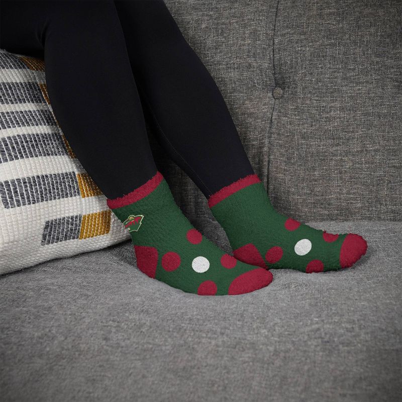 slide 3 of 3, NHL Minnesota Wild Big Dot Fuzzy Socks - One Size Fits Most, 1 ct
