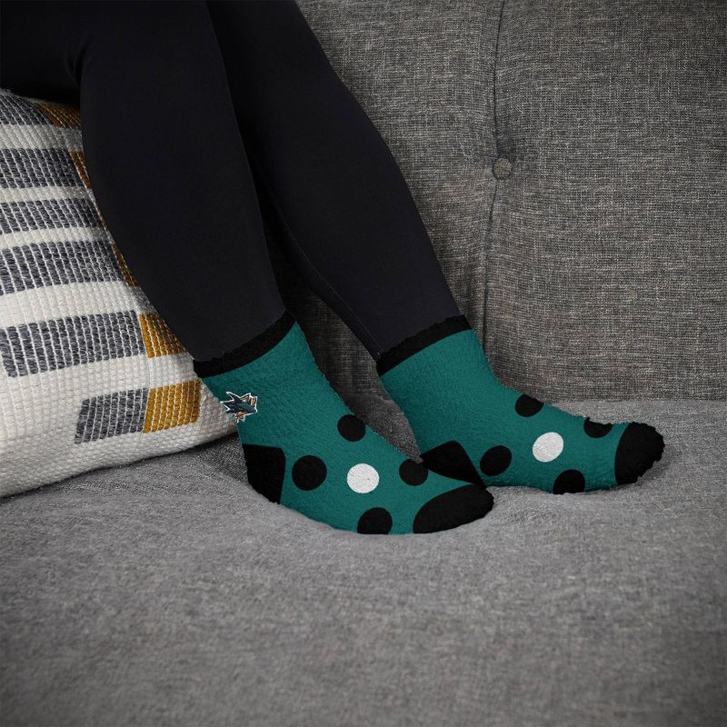 slide 3 of 3, NHL San Jose Sharks Big Dot Fuzzy Socks - One Size Fits Most, 1 ct