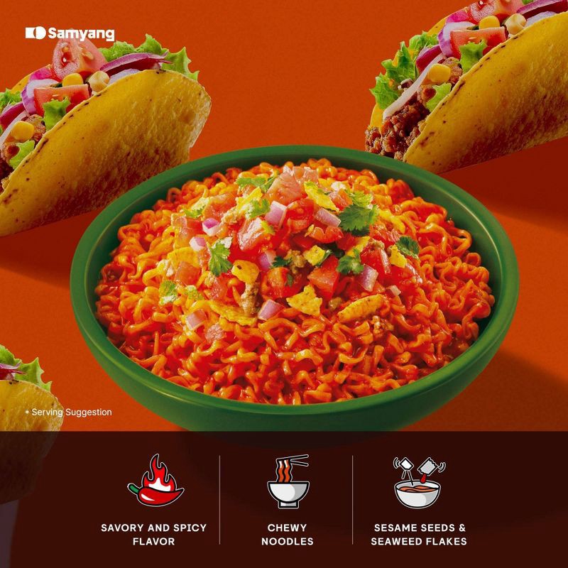 slide 3 of 6, Samyang Buldak Taco Spicy Ramen Noodles - 23.8oz/5ct, 23.8 oz, 5 ct