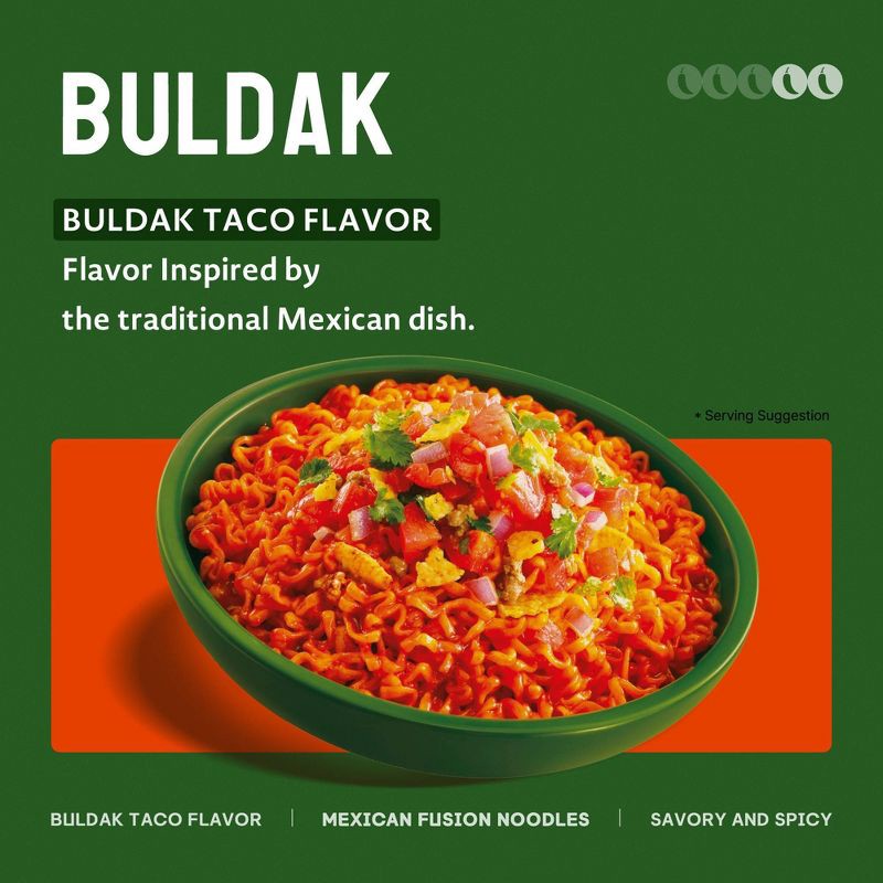 slide 4 of 6, Samyang Buldak Taco Spicy Ramen Noodles - 23.8oz/5ct, 23.8 oz, 5 ct
