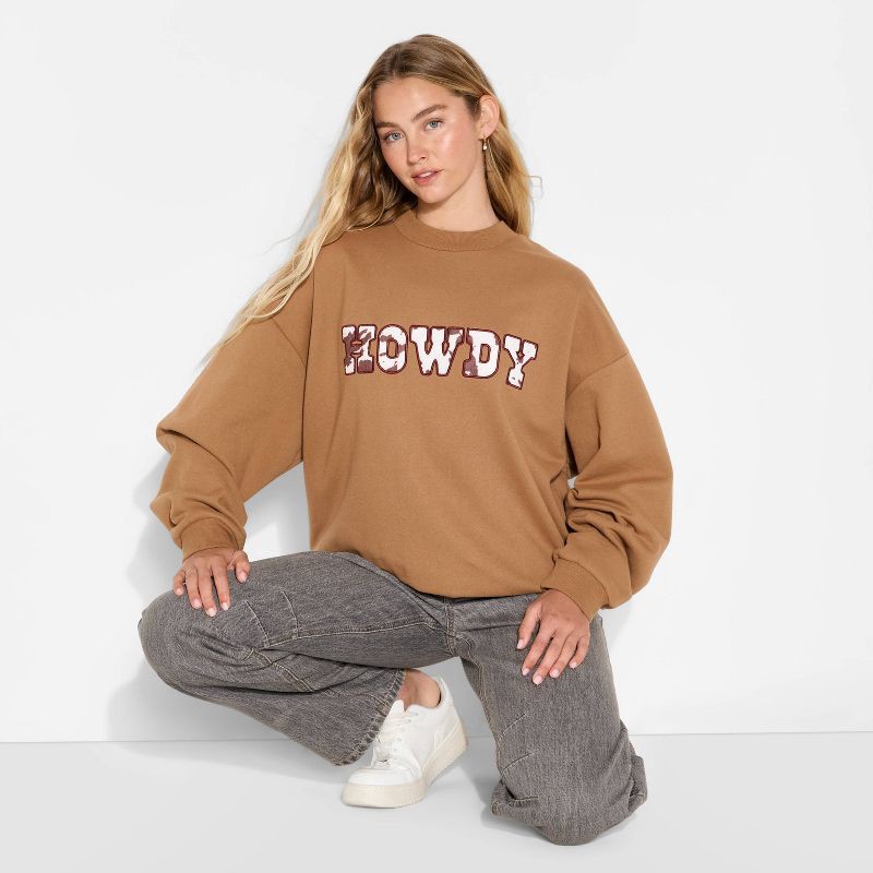 トレーナー/スウェット HOWDY hooded sweat Special Thanks Women's Howdy Cow Graphic Sweatshirt - Brown XL | Shipt