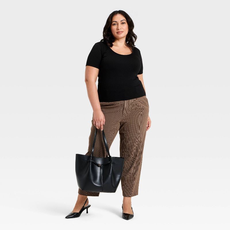 slide 3 of 3, Women's Slim Fit Ribbed Seamless Scoop Neck T-Shirt - A New Day™ Black XXL, 1 ct