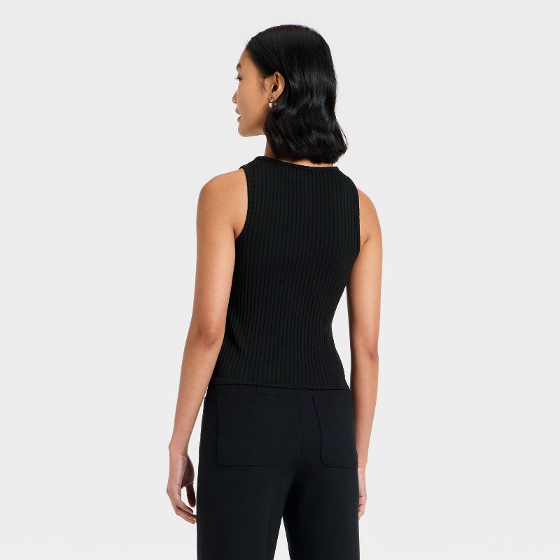 slide 2 of 4, Women's Slim Fit Ribbed Seamless Tank Top - A New Day™ Black L, 1 ct