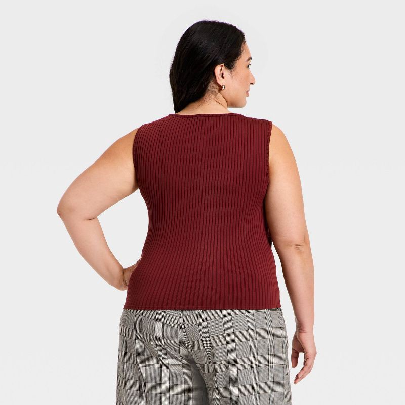 slide 2 of 3, Women's Slim Fit Ribbed Seamless Tank Top - A New Day™ Maroon XXL, 1 ct
