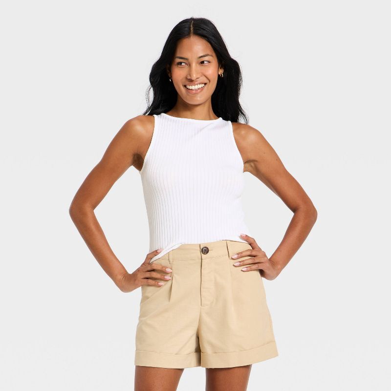 slide 1 of 4, Women's Slim Fit Ribbed Seamless Tank Top - A New Day™ White XS, 1 ct