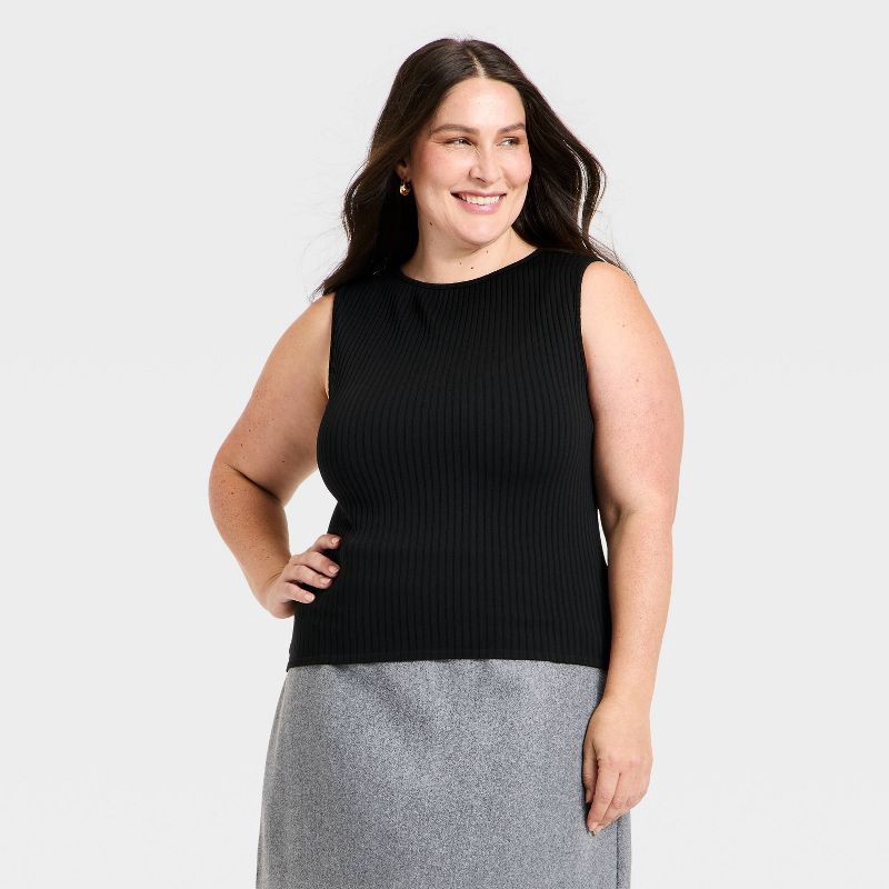 slide 1 of 3, Women's Slim Fit Ribbed Seamless Tank Top - A New Day™ Black XXL, 1 ct