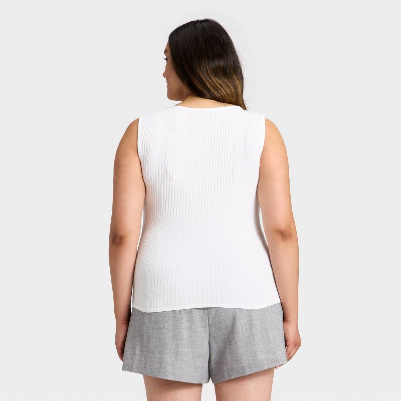 slide 2 of 3, Women's Slim Fit Ribbed Seamless Tank Top - A New Day™ White XXL, 1 ct