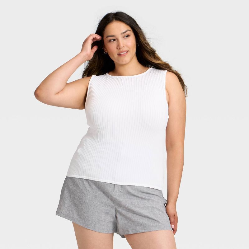 slide 1 of 3, Women's Slim Fit Ribbed Seamless Tank Top - A New Day™ White XXL, 1 ct