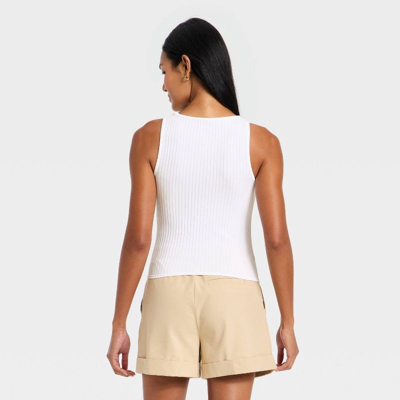 slide 2 of 4, Women's Slim Fit Ribbed Seamless Tank Top - A New Day™ White M, 1 ct
